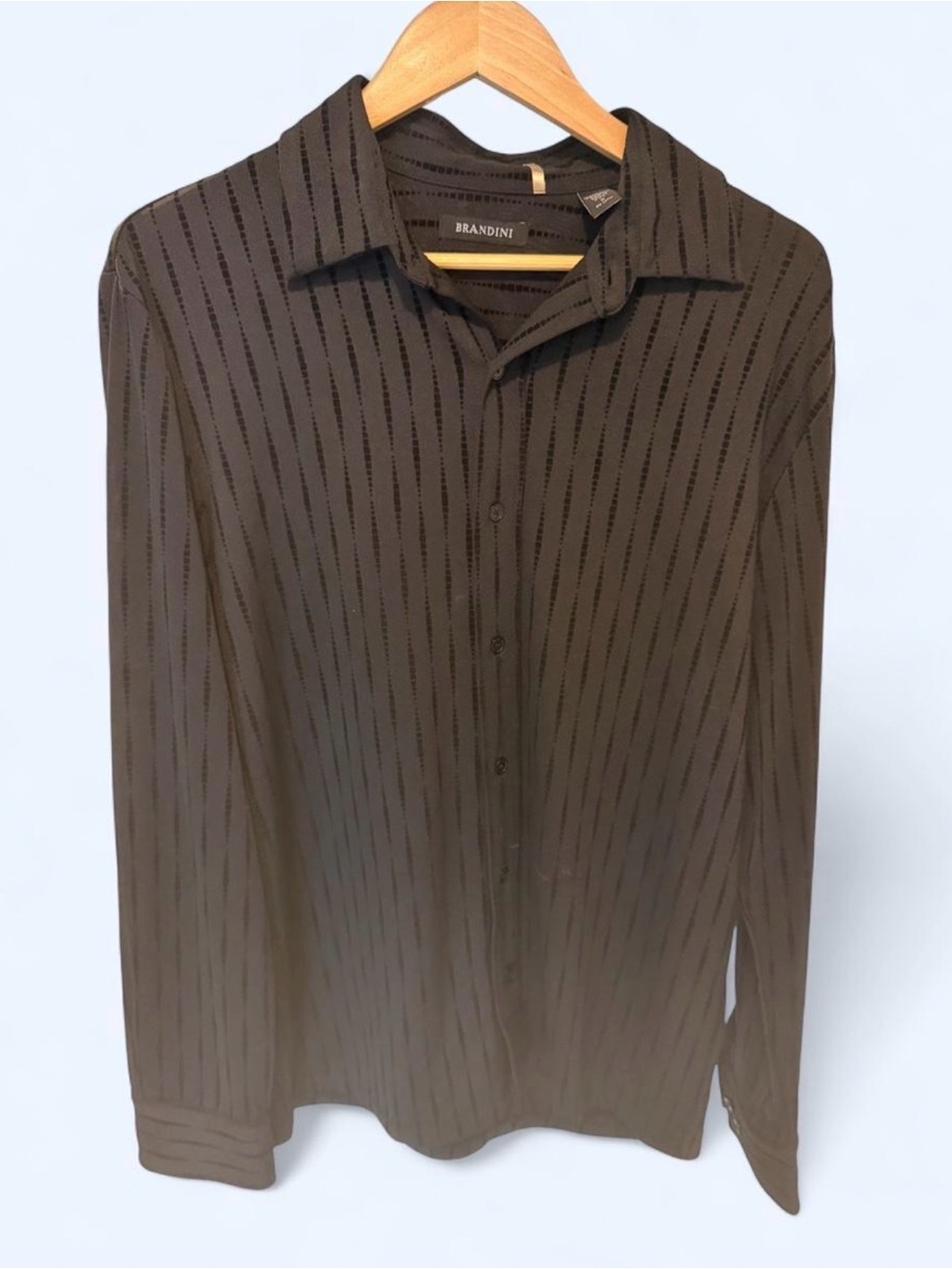 Men's Long-Sleeve Black Stripe Button-Up Shirt
